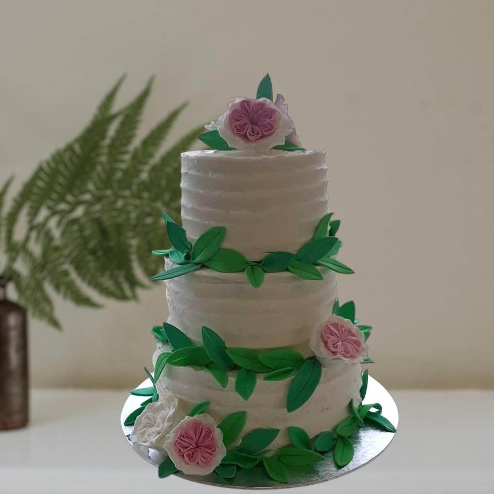 Rustic Floral Three-Tier Masterpiece