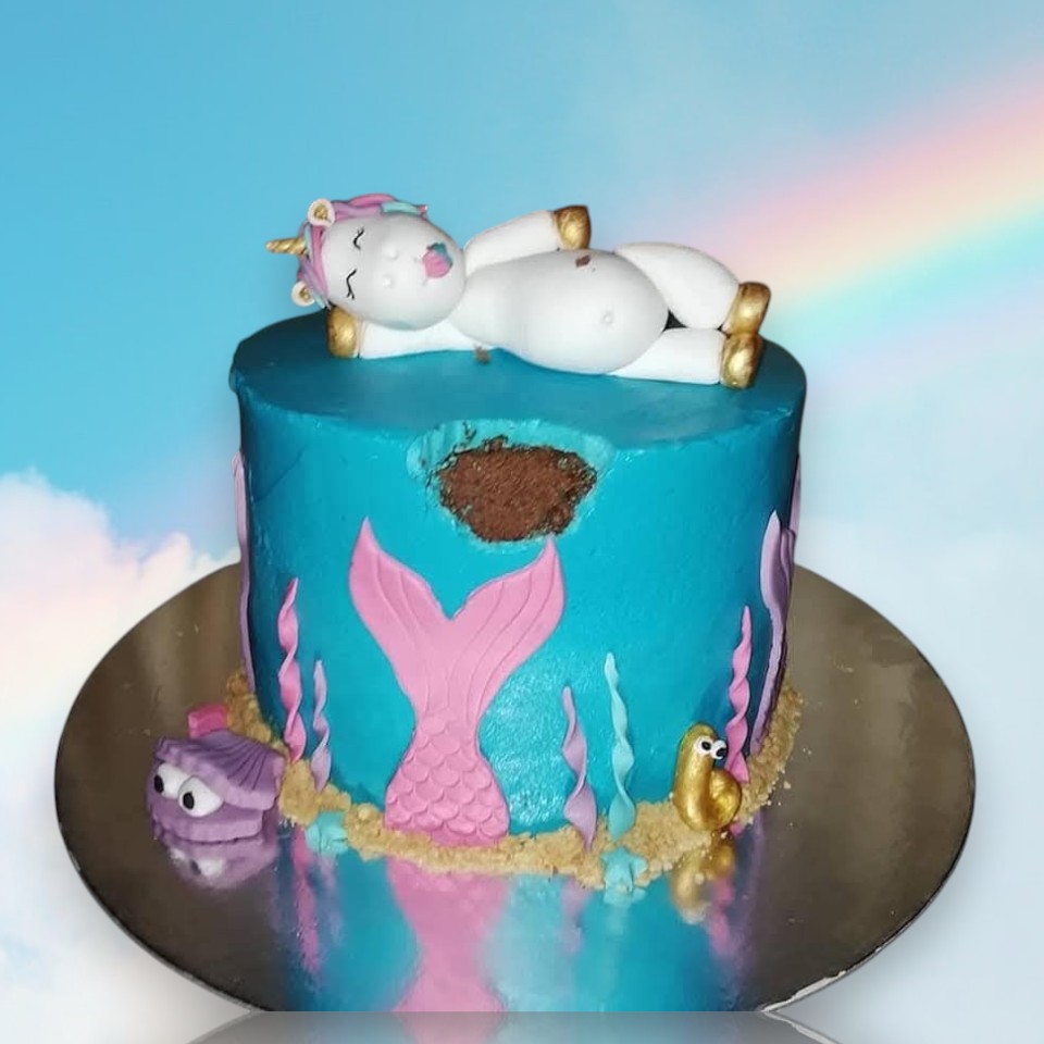 Whimsical Sleeping Unicorn Underwater Cake